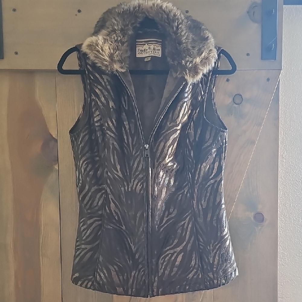 Panhandle Slim Faux Fur Vest with Zebra Print
